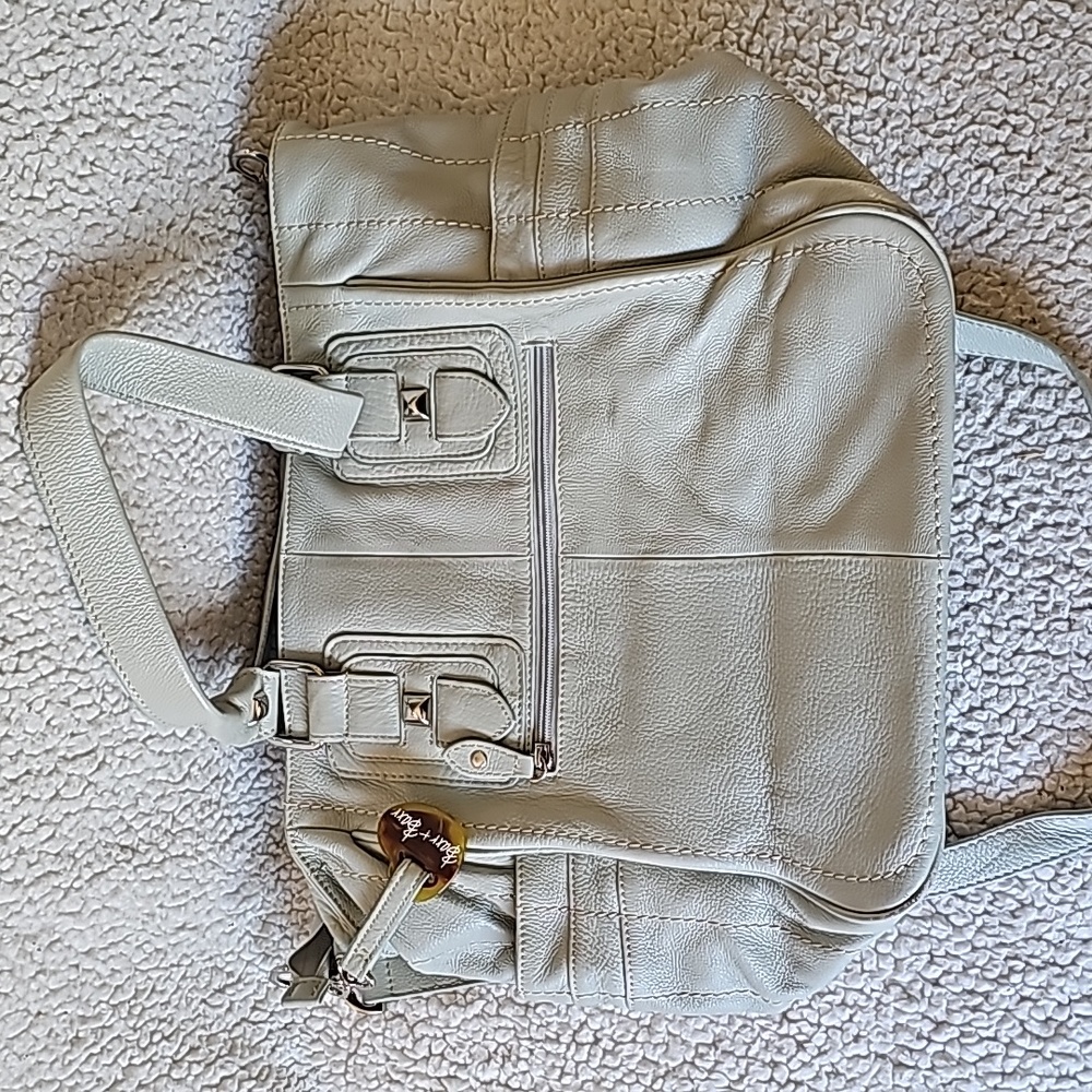 Barr + Barr genuine pale blue leather tote/crossbody